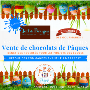 Vente des chocolats de pâques APE FCPE Ondres